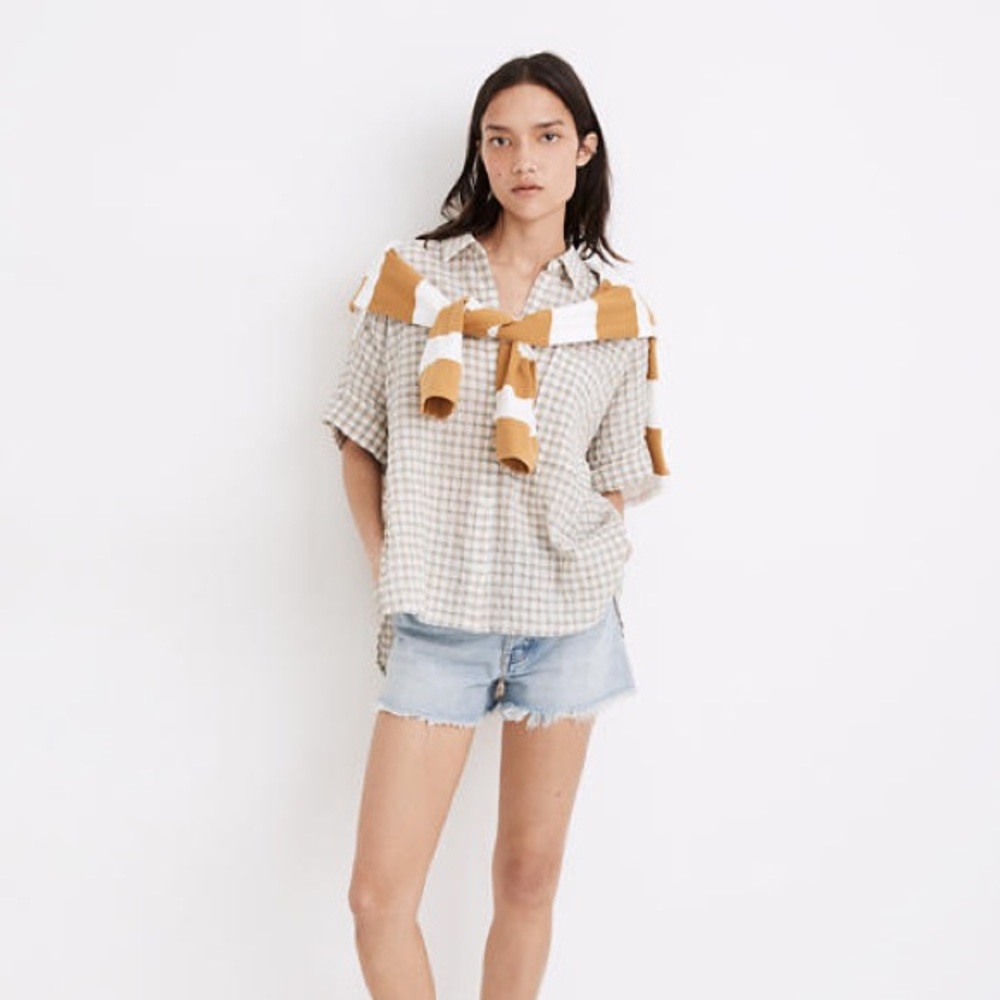 Madewell Gingham Seersucker Crinkle Shirt